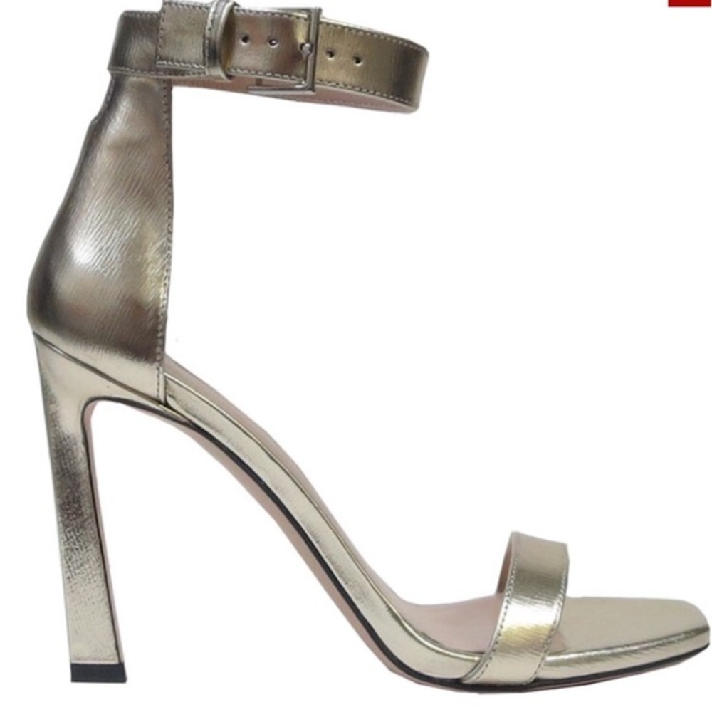 New Stuart Weitzman Gold Leather High Heels